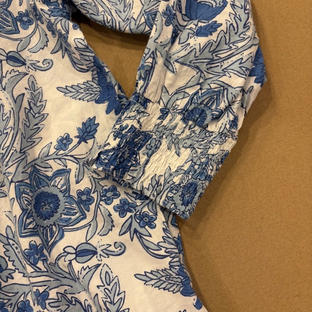 Ro’s Garden Leticia Hollie Shirt Blue & White 100% Cotton Size Large Tuckernuck - Picture 2 of 11